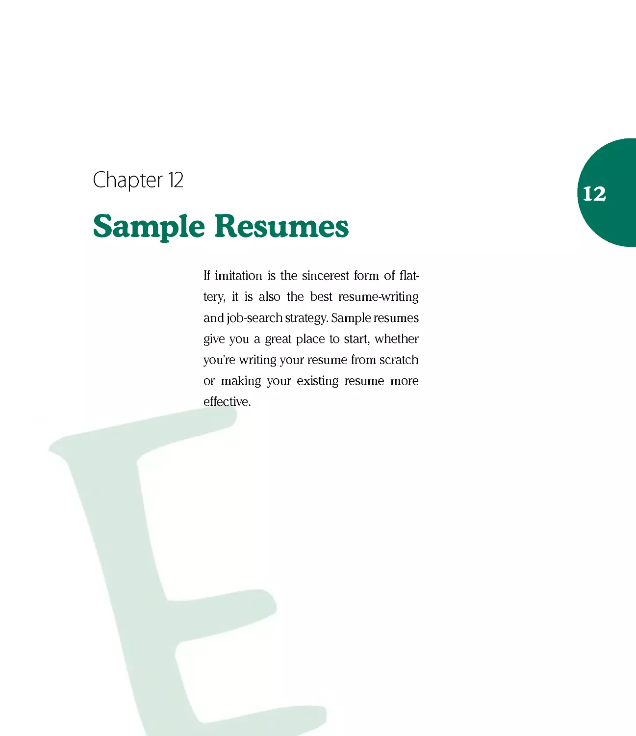 Chapter 12: Sample Resumes