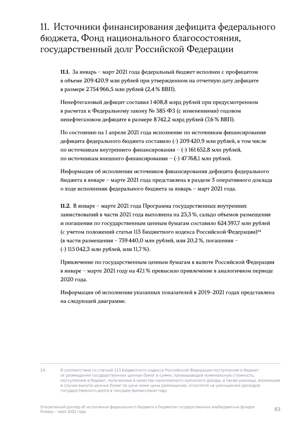 11. Источники финансирования дефицита федерального бюджета, Фонд национального благосостояния, государственный долг Российской Федерации