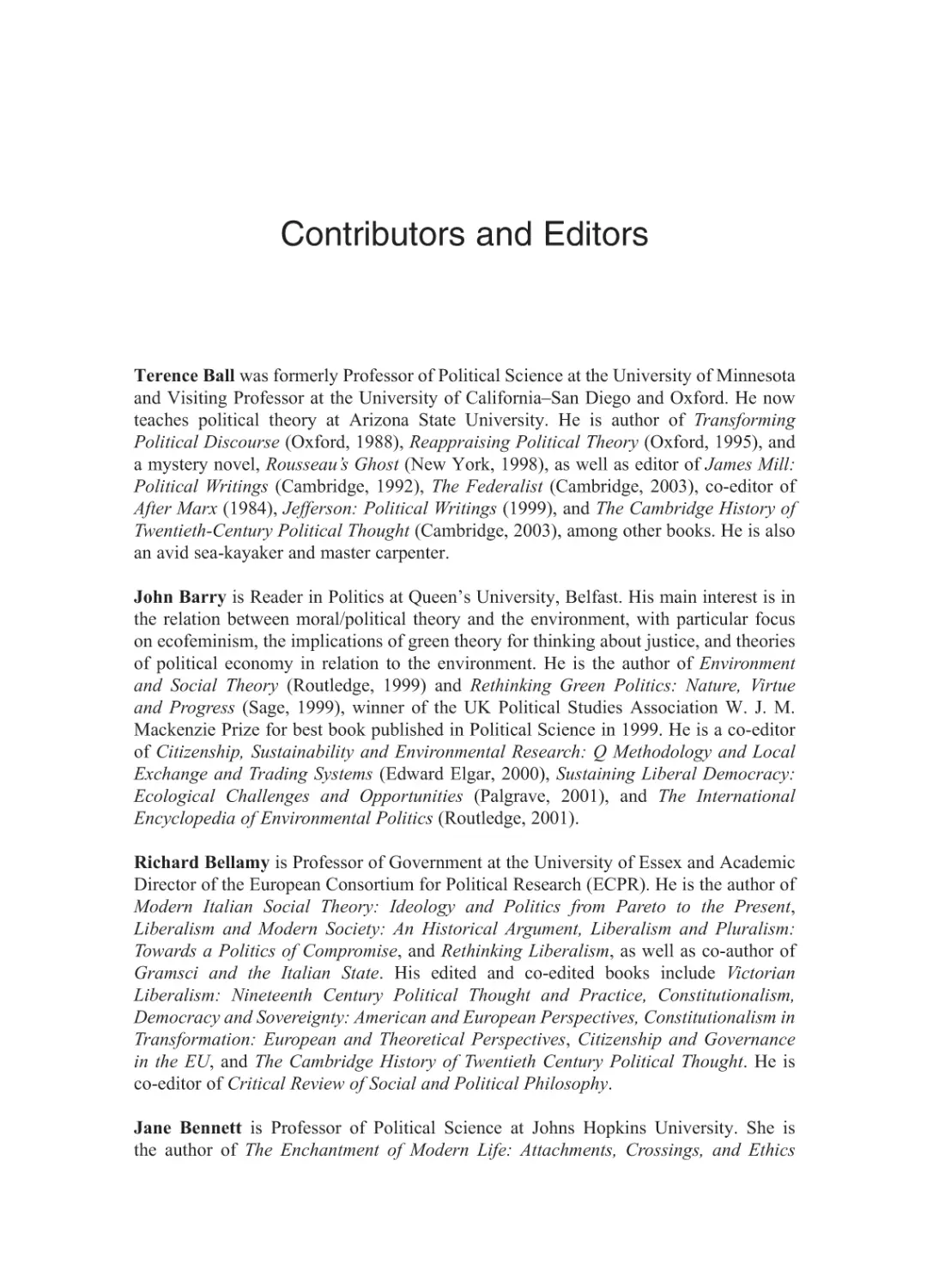 Contributors and Editors