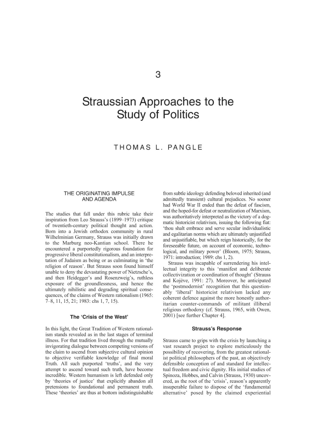 3 Straussian Approaches to the Study of Politics