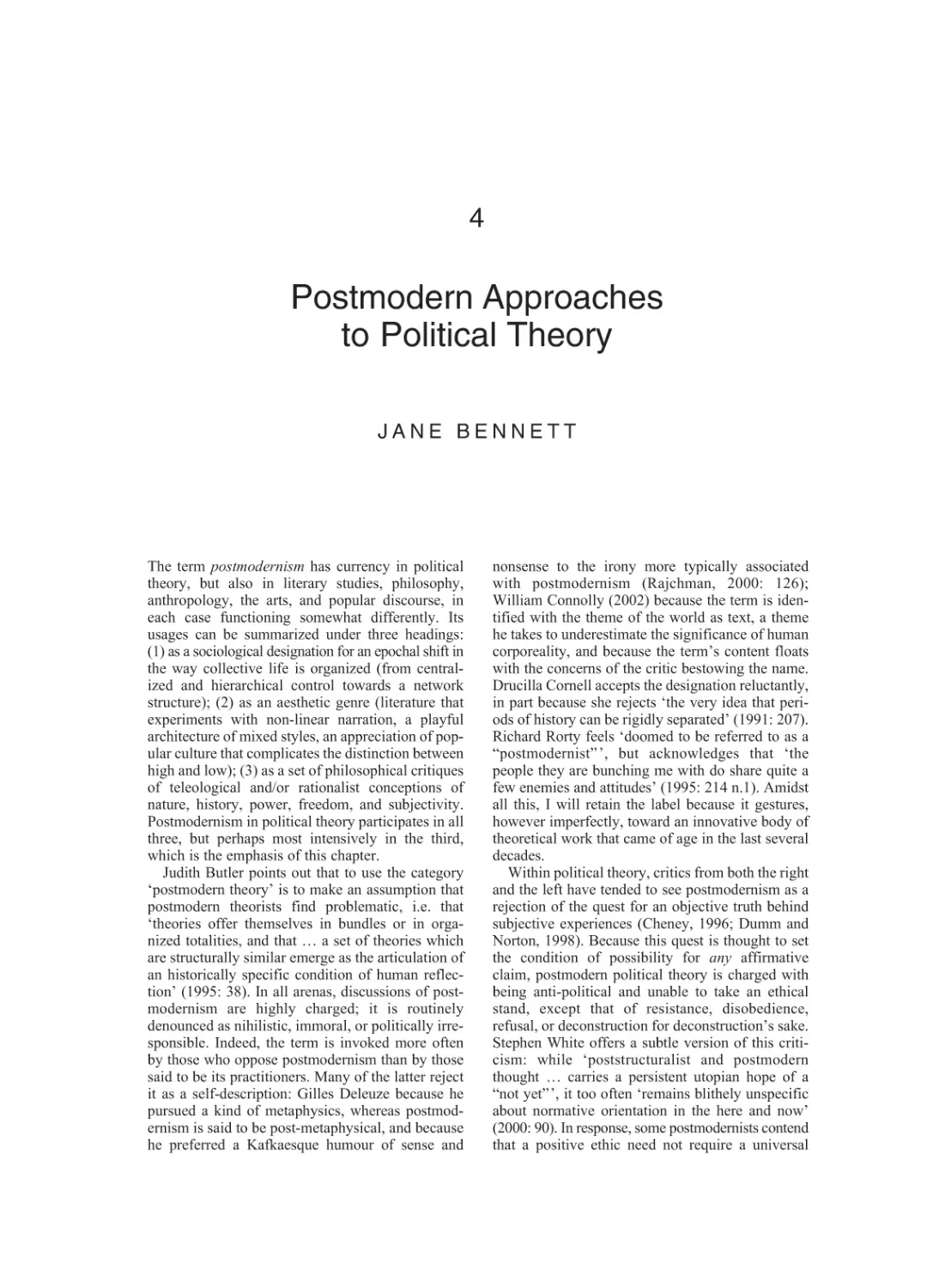 4 Postmodern Approaches to Political Theory