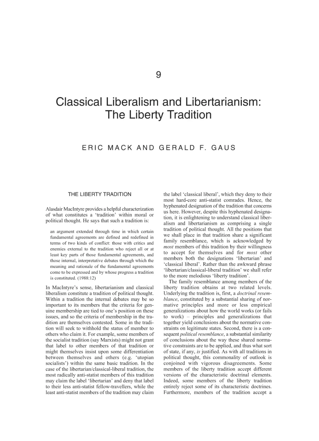 9 Classical Liberalism and Libertarianism