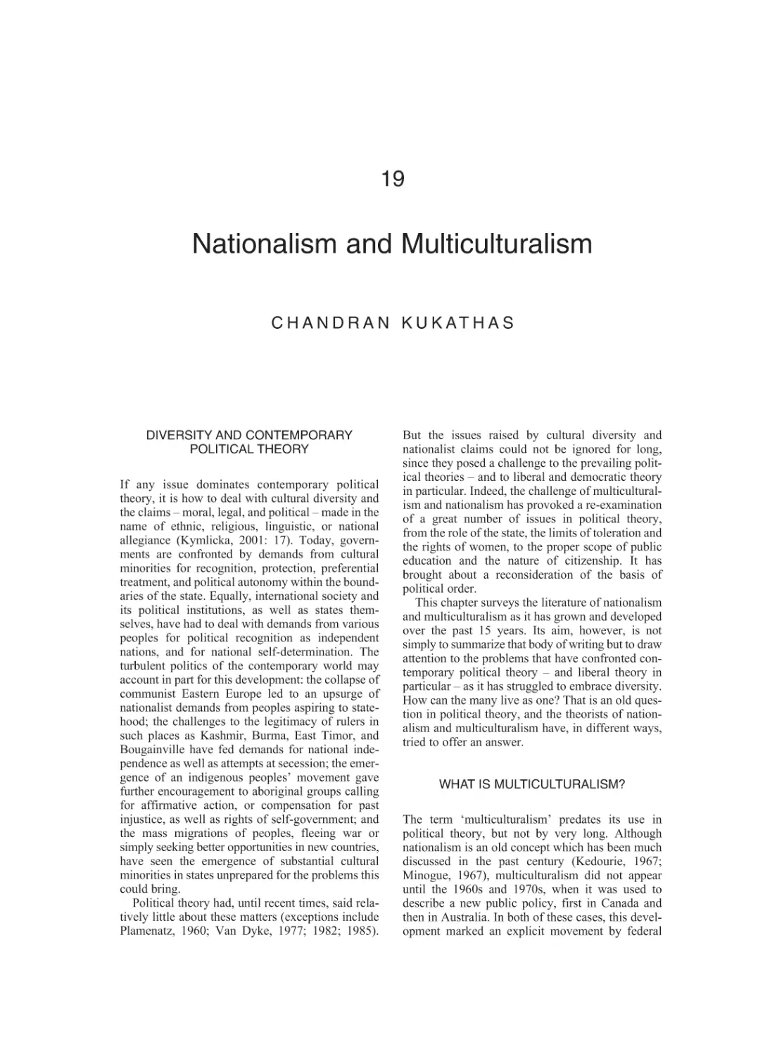 19 Nationalism and Multiculturalism