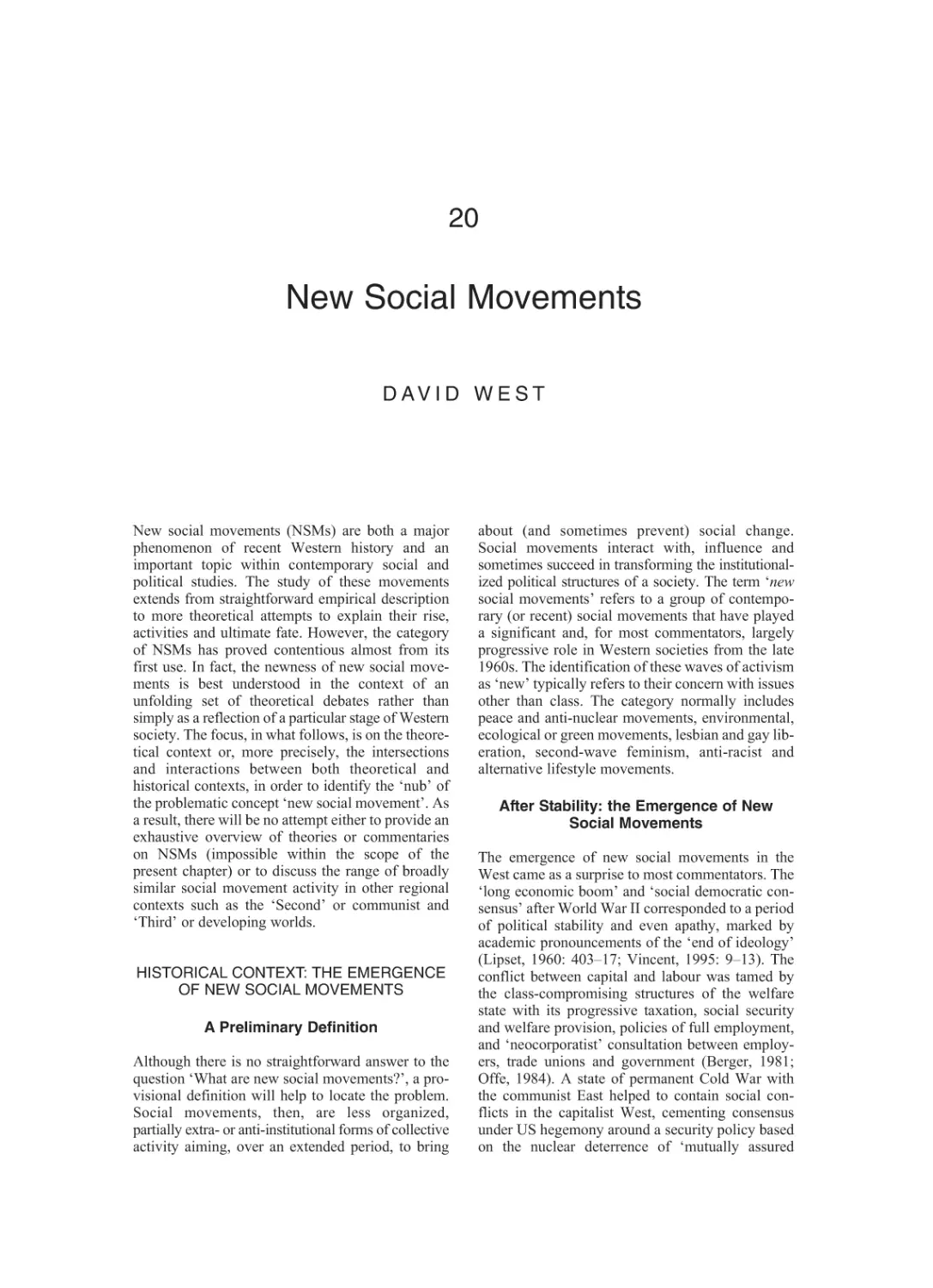 20 New Social Movements