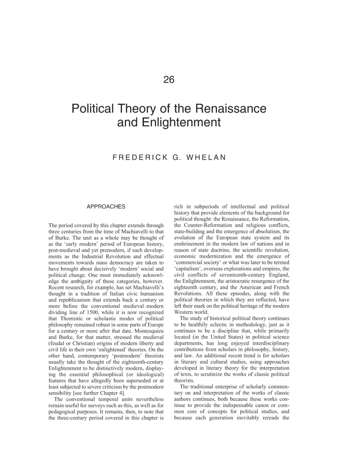 26 Political Theory of the Renaissance and Enlightenment