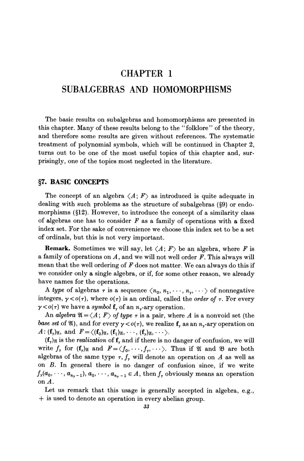 Chapter 1. Subalgebras and Homomorphisms