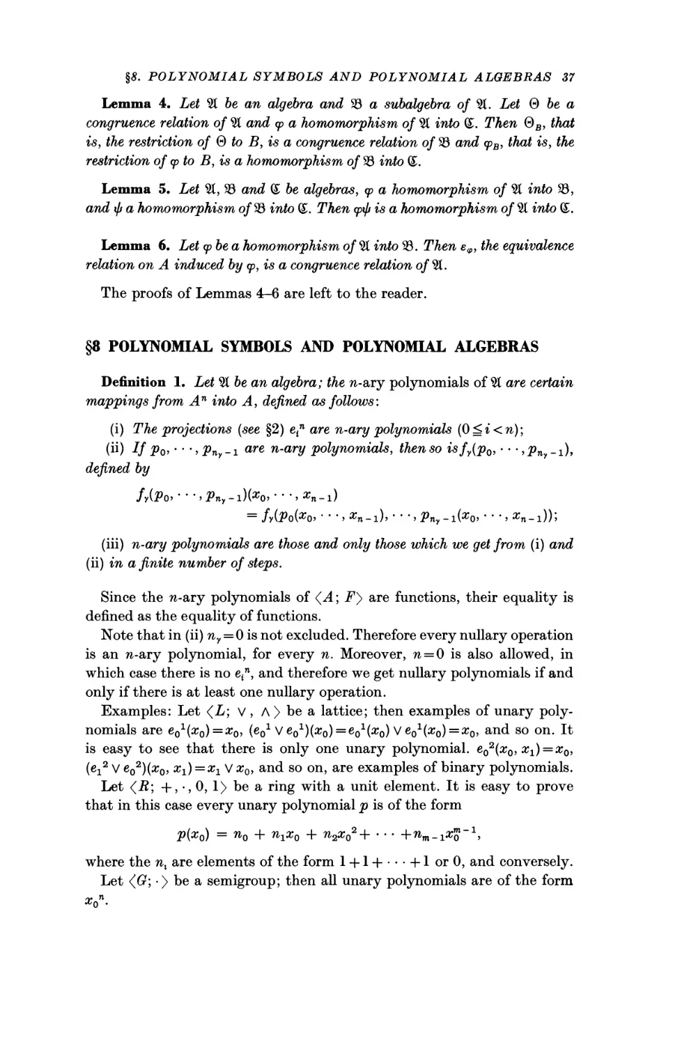 §8. Polynomial Symbols and Polynomial Algebras