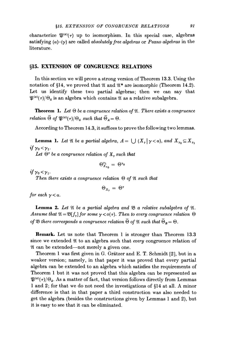 §15. Extension of Congruence Relations