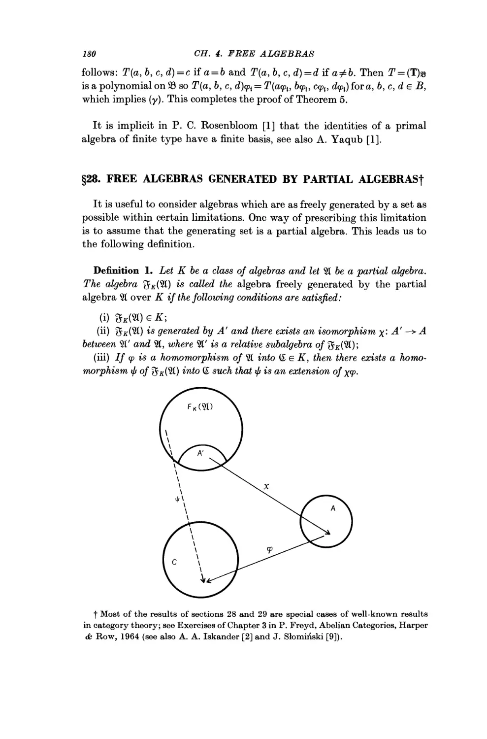 §28. Free Algebras Generated by Partial Algebras
