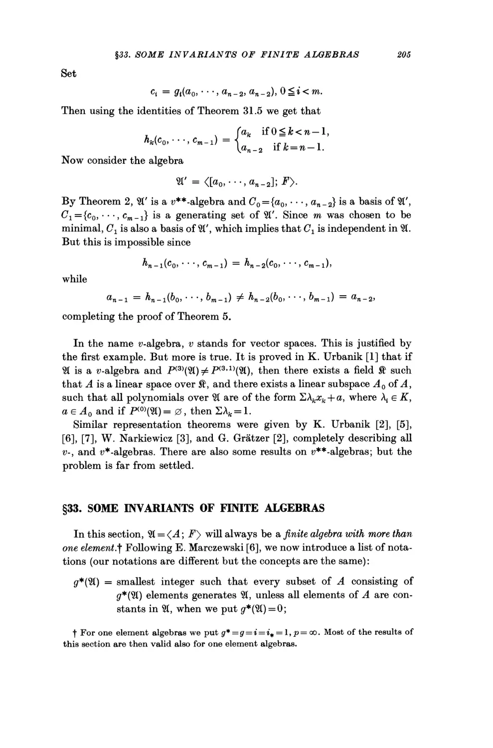 §33. Some Invariants of Finite Algebras