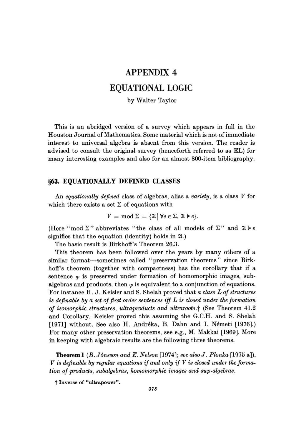 Appendix 4. Equational logic