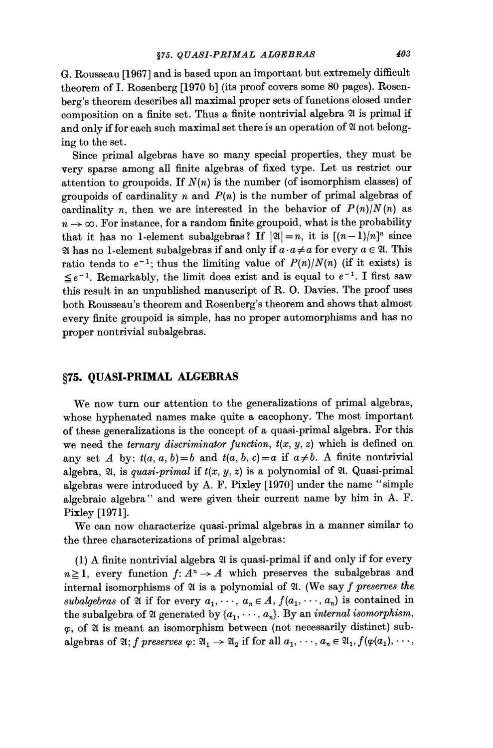 §75. Quasi-Primal Algebras