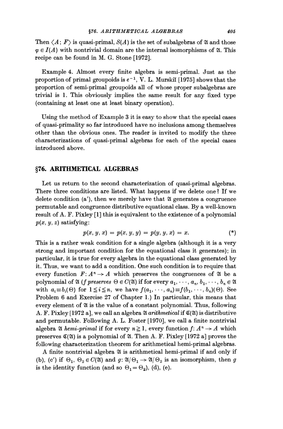 §76. Arithmetical Algebras