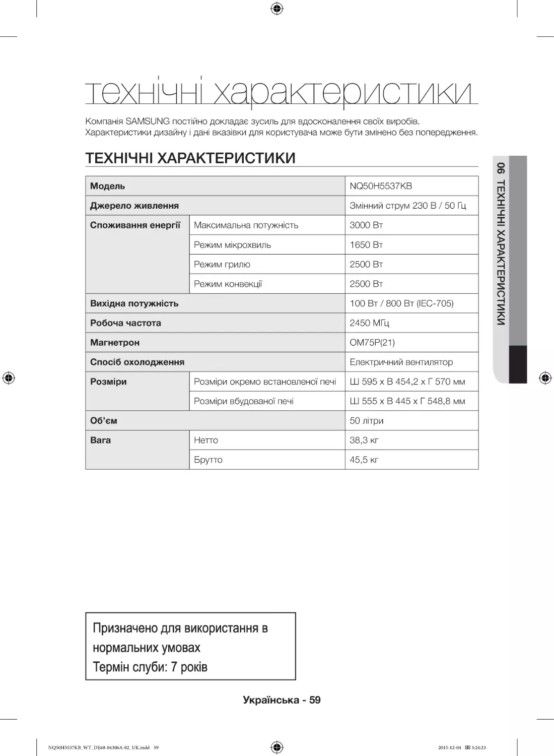 технічні характеристики
Технічні характеристики