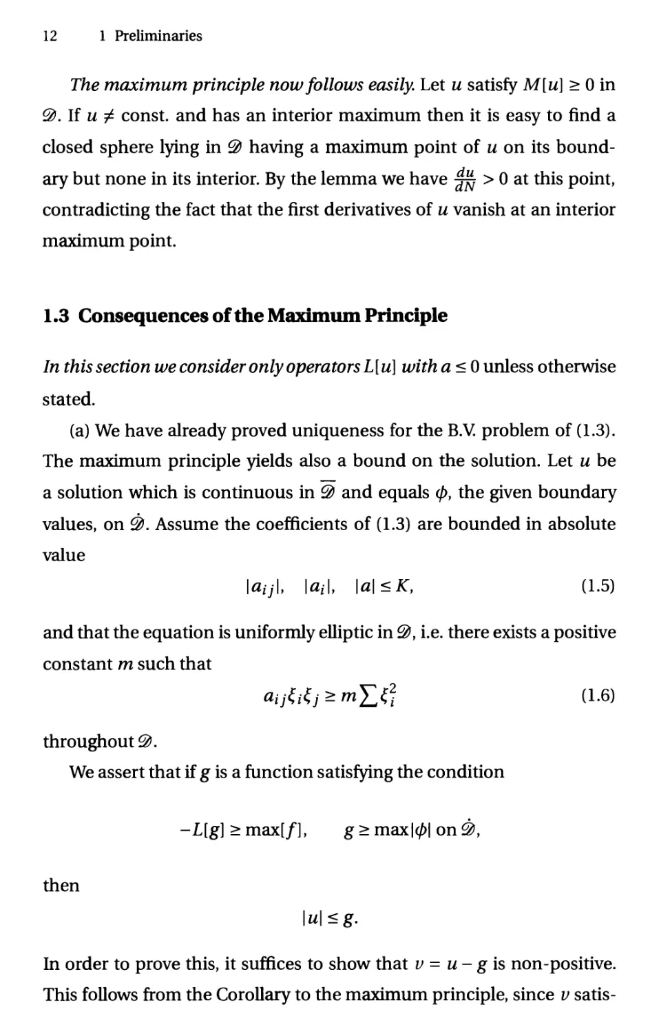 1.3 Consequences of the Maximum Principle