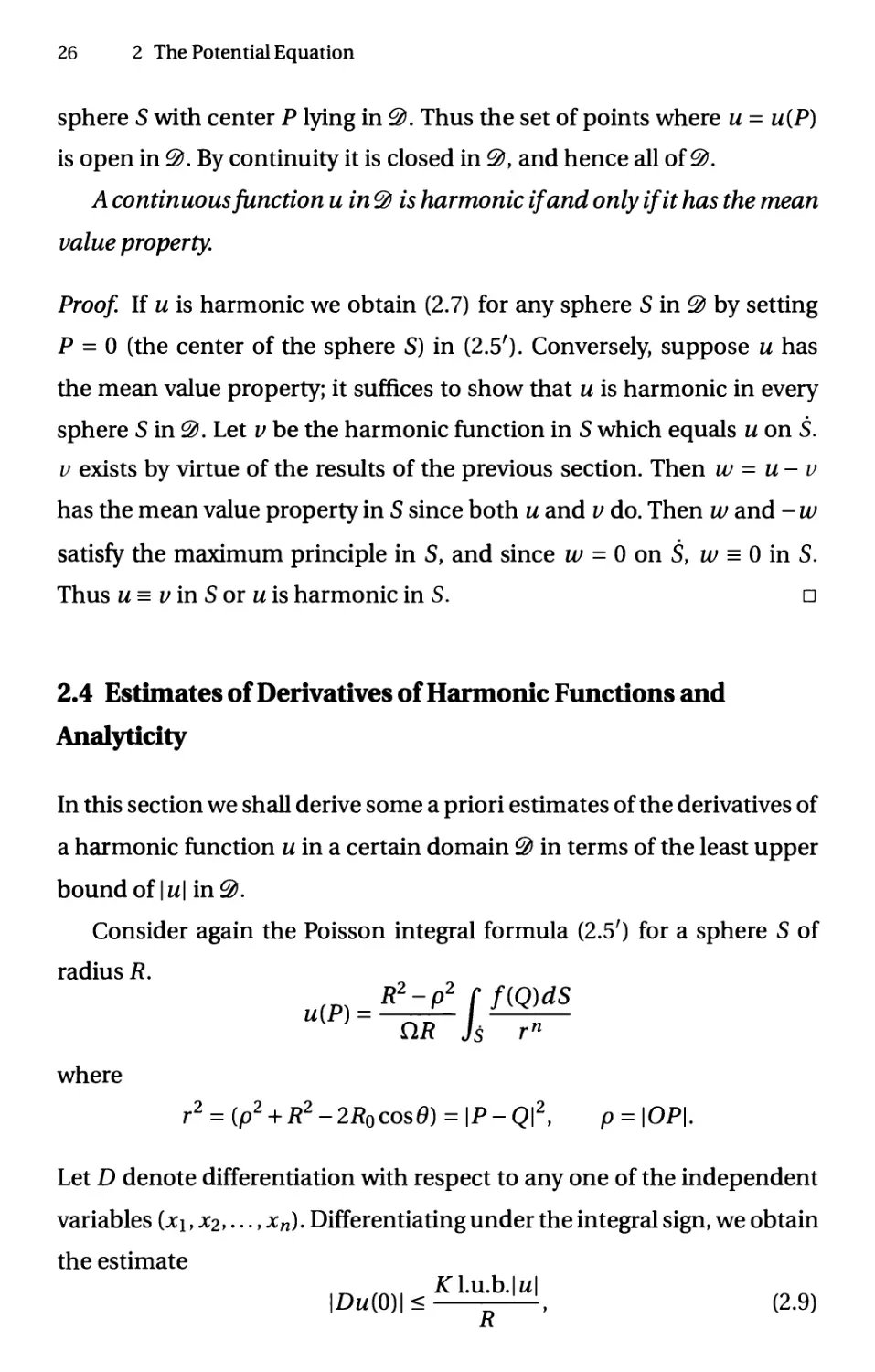 2.4 Estimates of Derivatives of Harmonic Functions and Analyticity