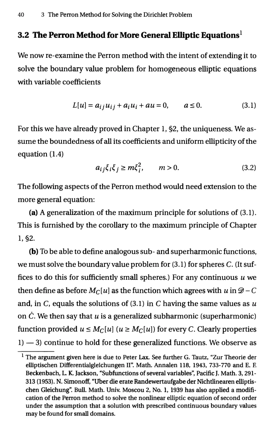 3.2 The Perron Method for More General Elliptic Equations