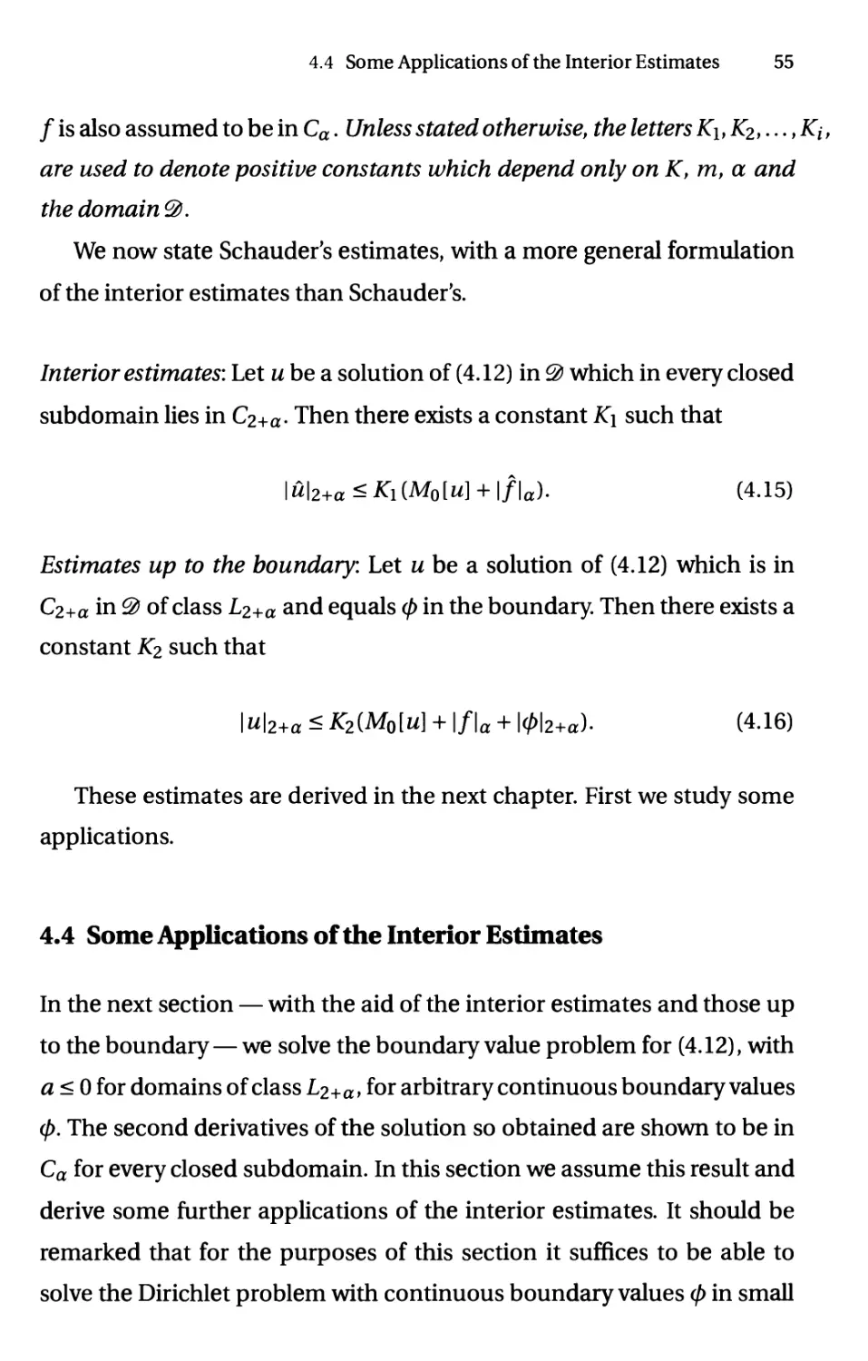4.4 Some Applications of the Interior Estimates