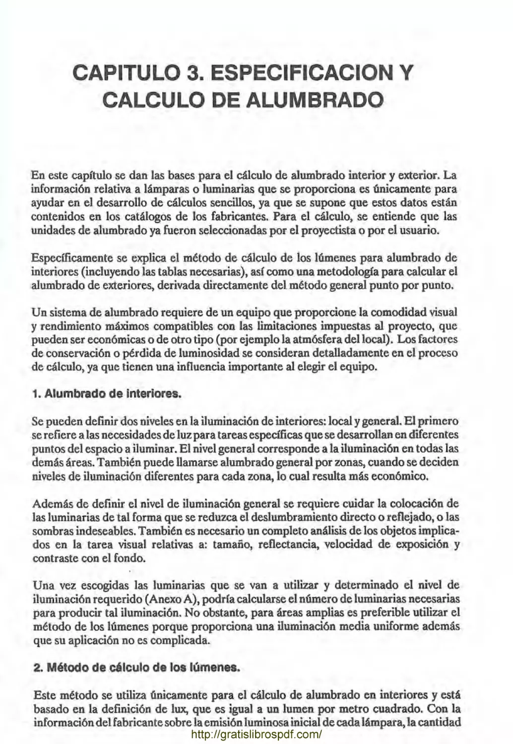 3. Especificación y Cálculo de Alumbrado