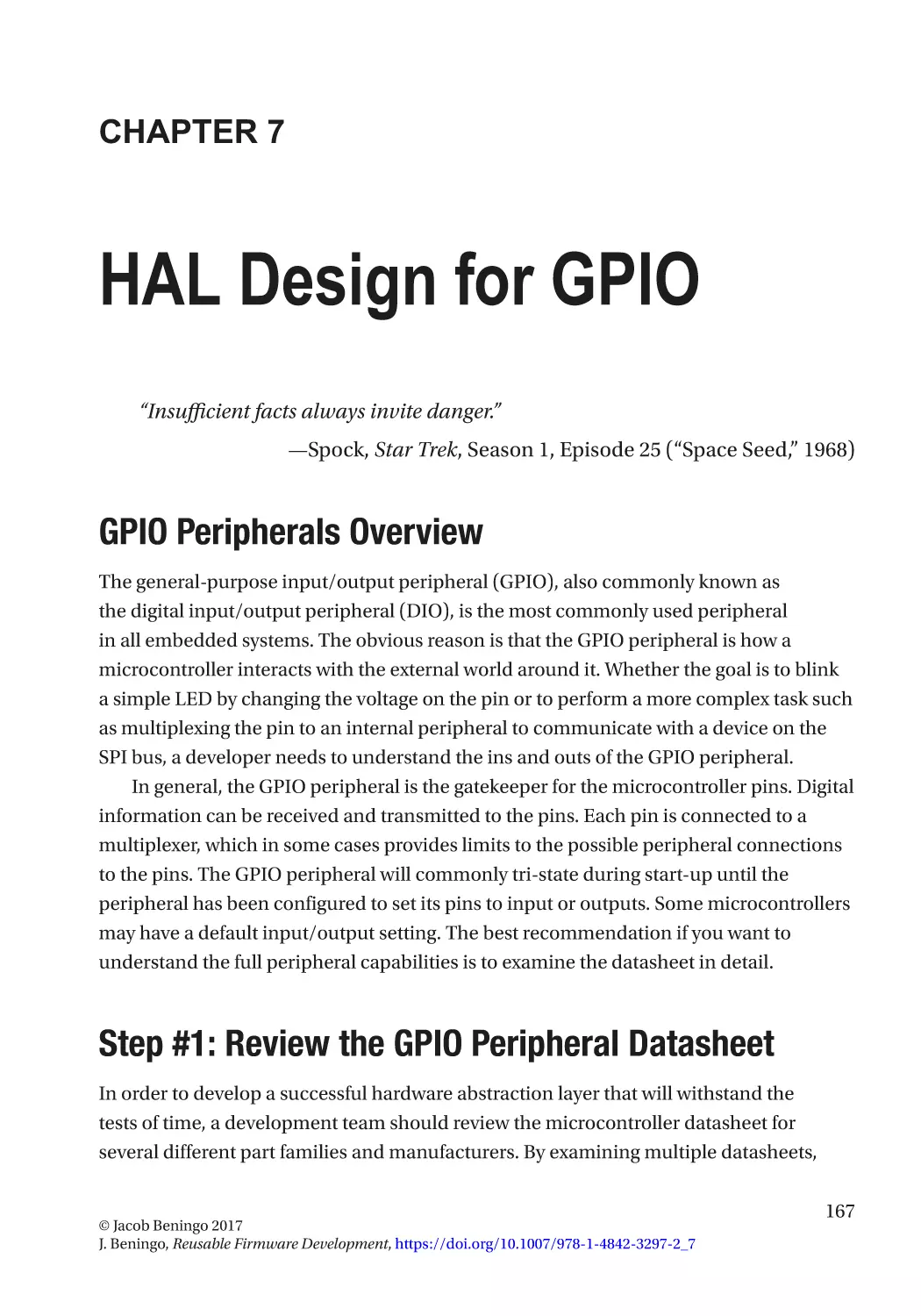 Chapter 7
GPIO Peripherals Overview
Step #1