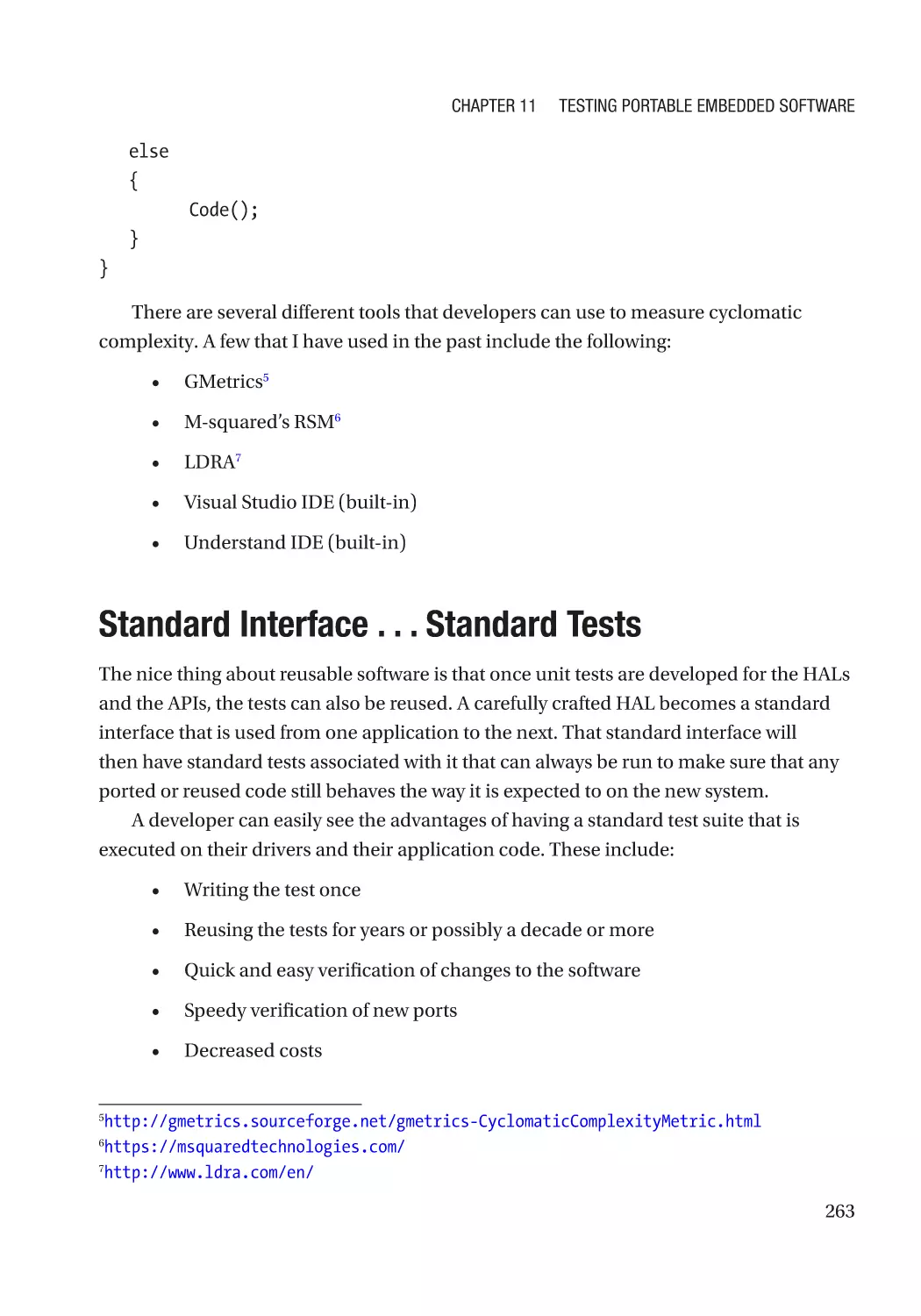 Standard Interface . . . Standard Tests