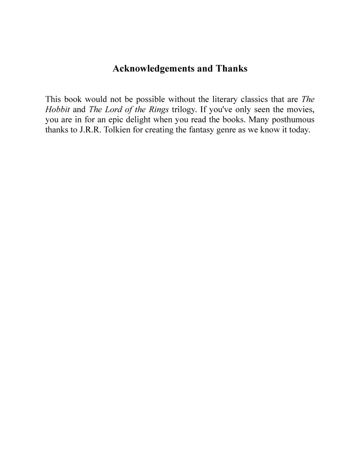 Acknowledgements and Thanks