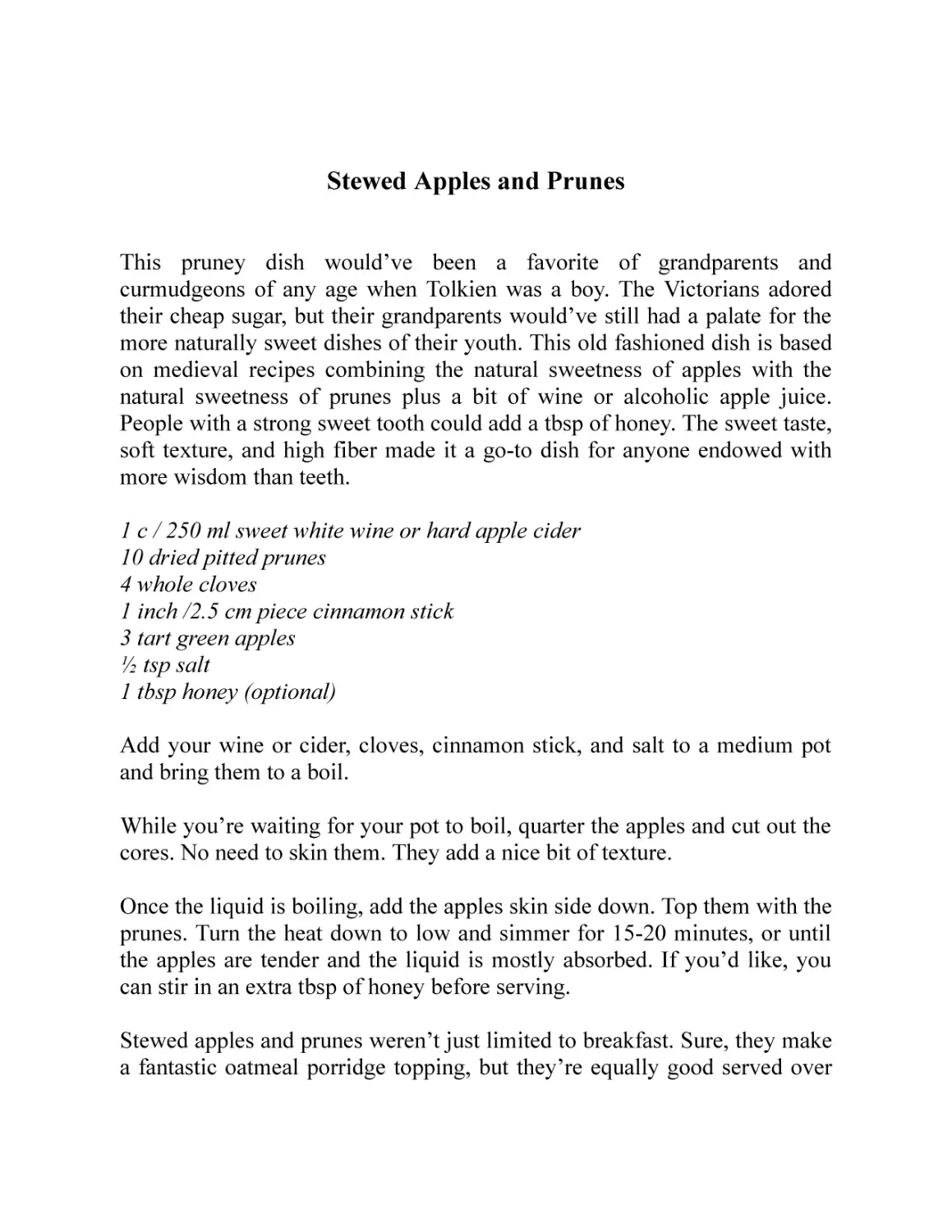 Stewed Apples and Prunes