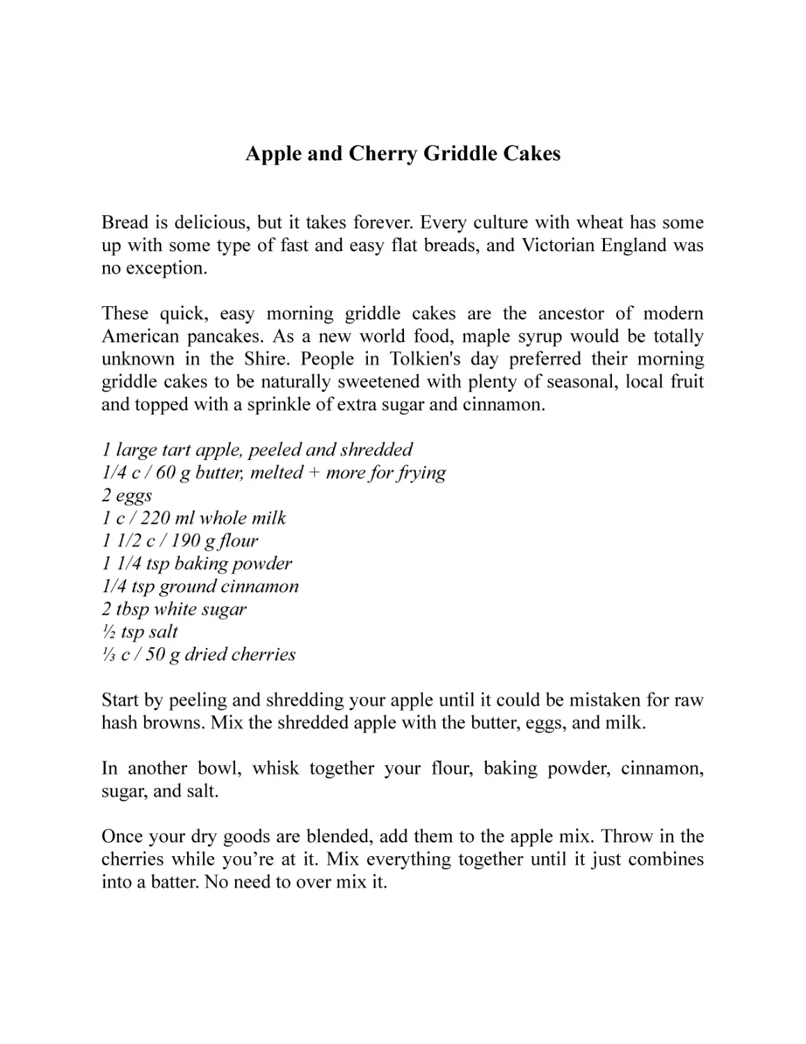 Apple and Cherry Griddle Cakes