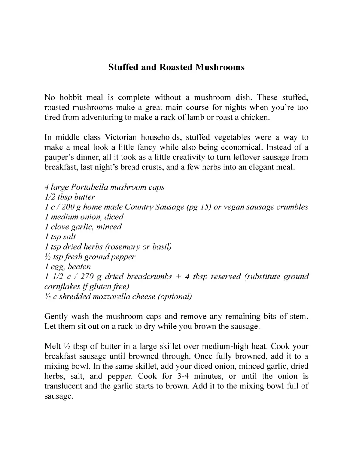 Stuffed and Roasted Mushrooms