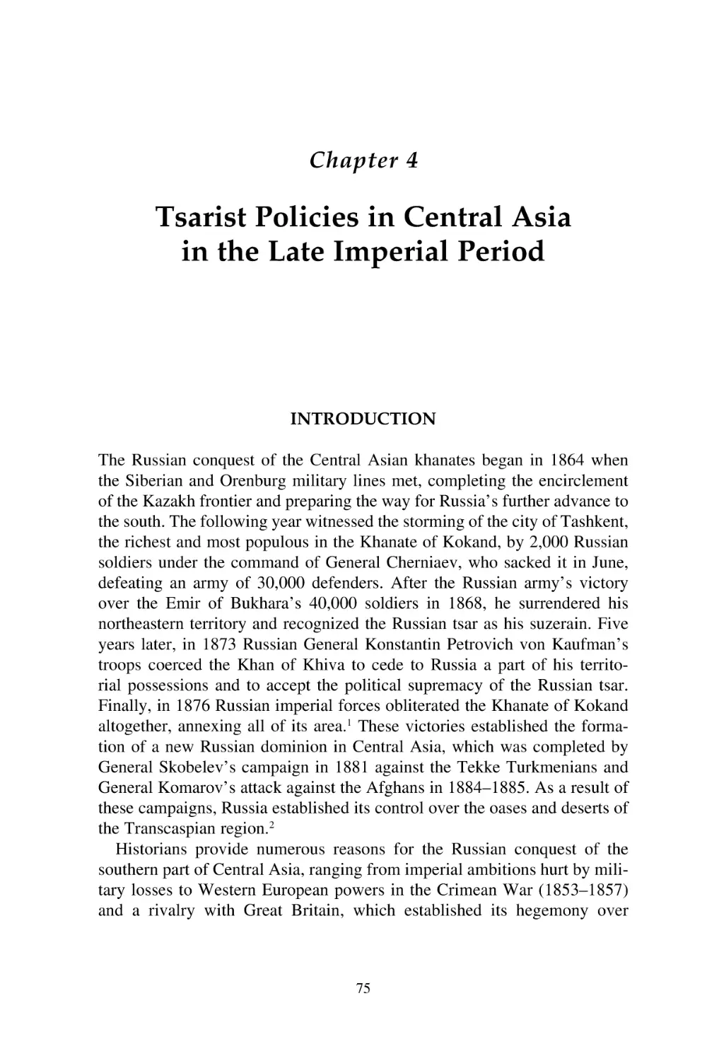 4. Tsarist Policies in Central Asia in the Late Imperial Period