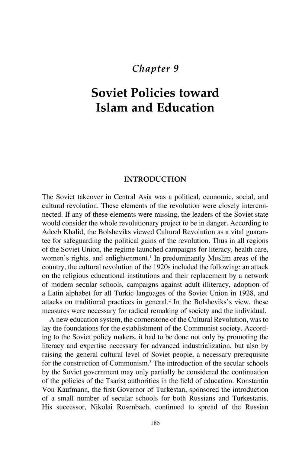 9. Soviet Policies toward Islam and Education