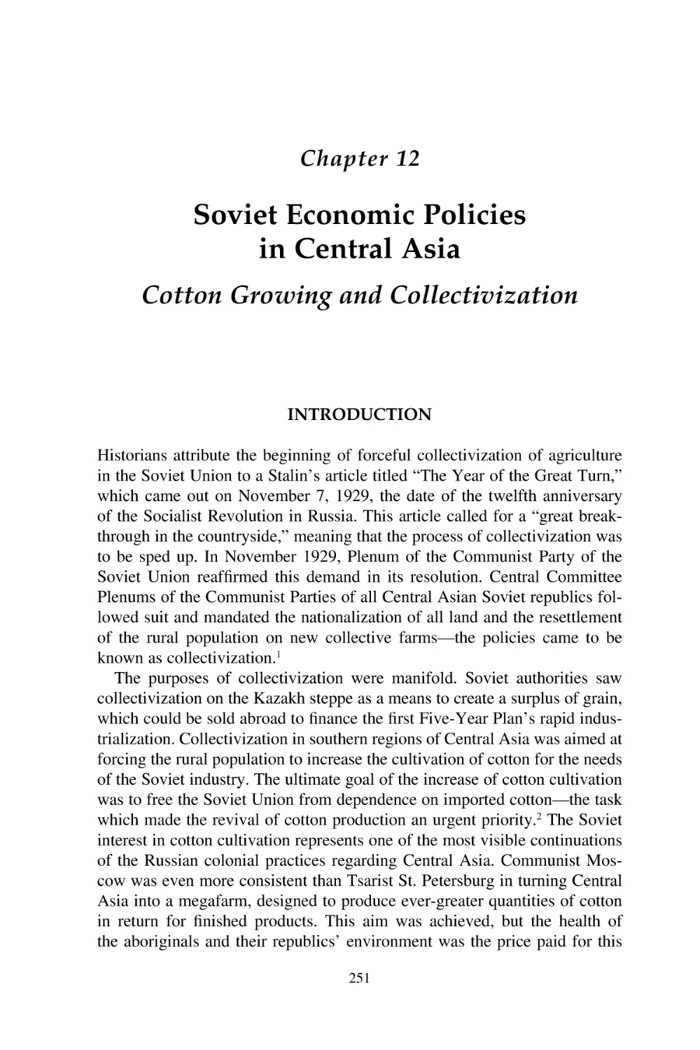 12. Soviet Economic Policies in Central Asia