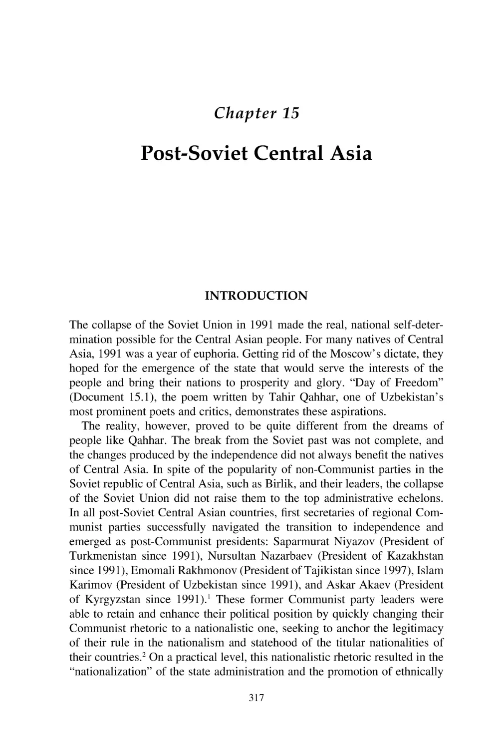 15. Post-Soviet Central Asia