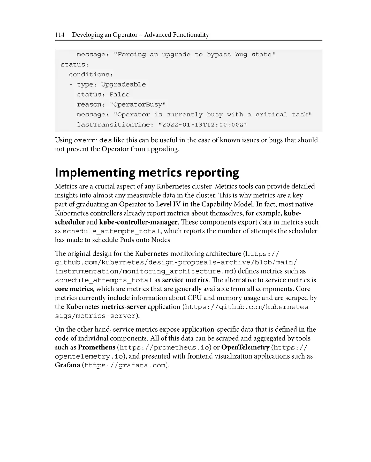 Implementing metrics reporting