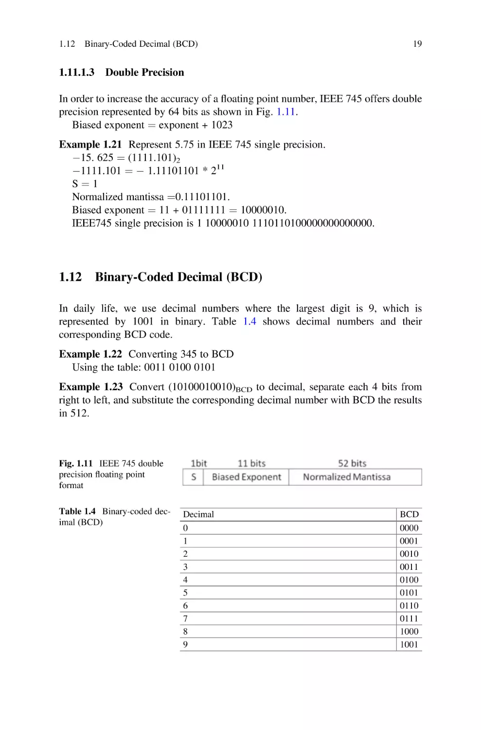 1.11.1.3 Double Precision
1.12 Binary-Coded Decimal (BCD)