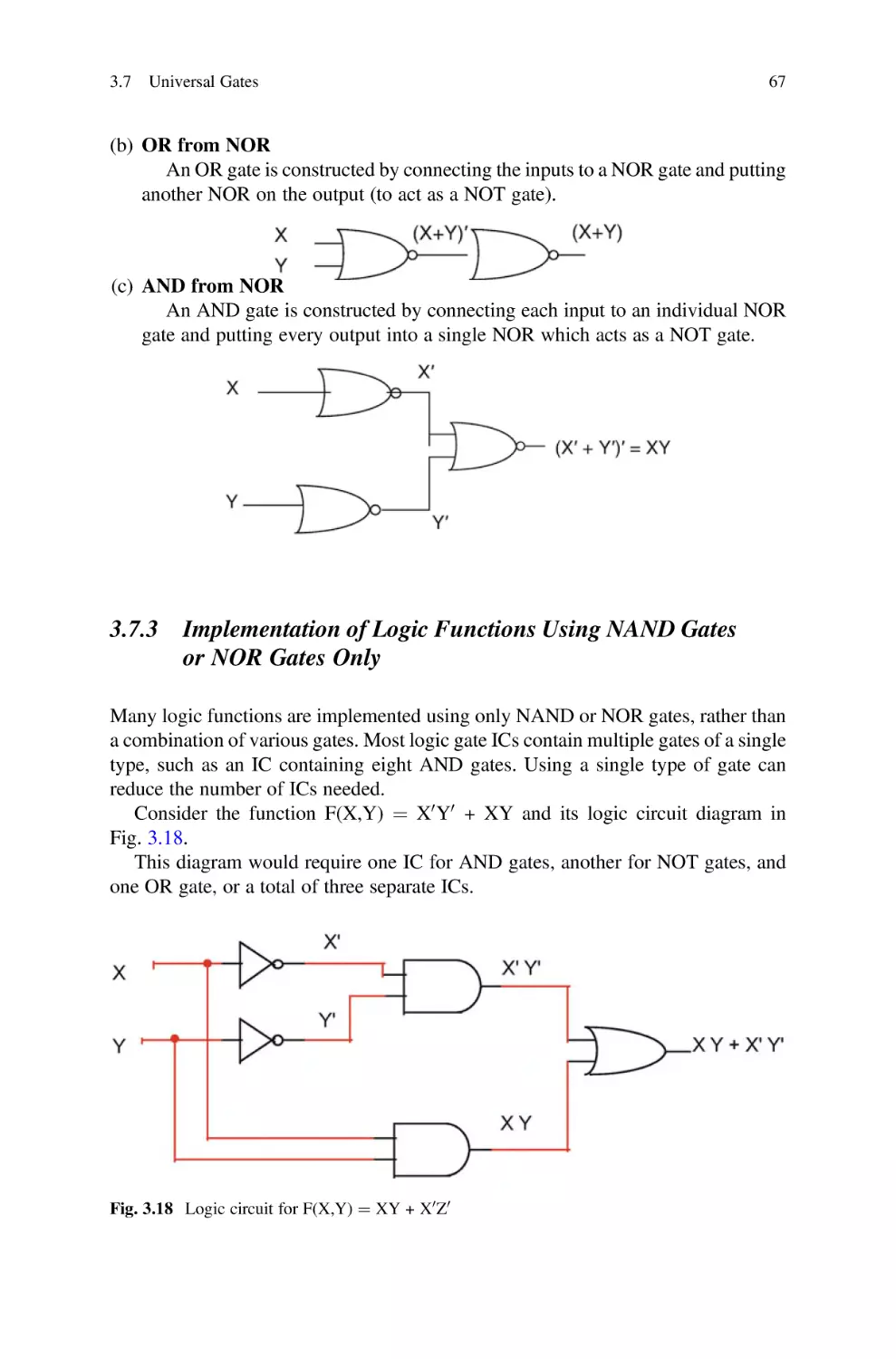 3.7.3 Implementation of Logic Functions Using NAND Gates or NOR Gates Only