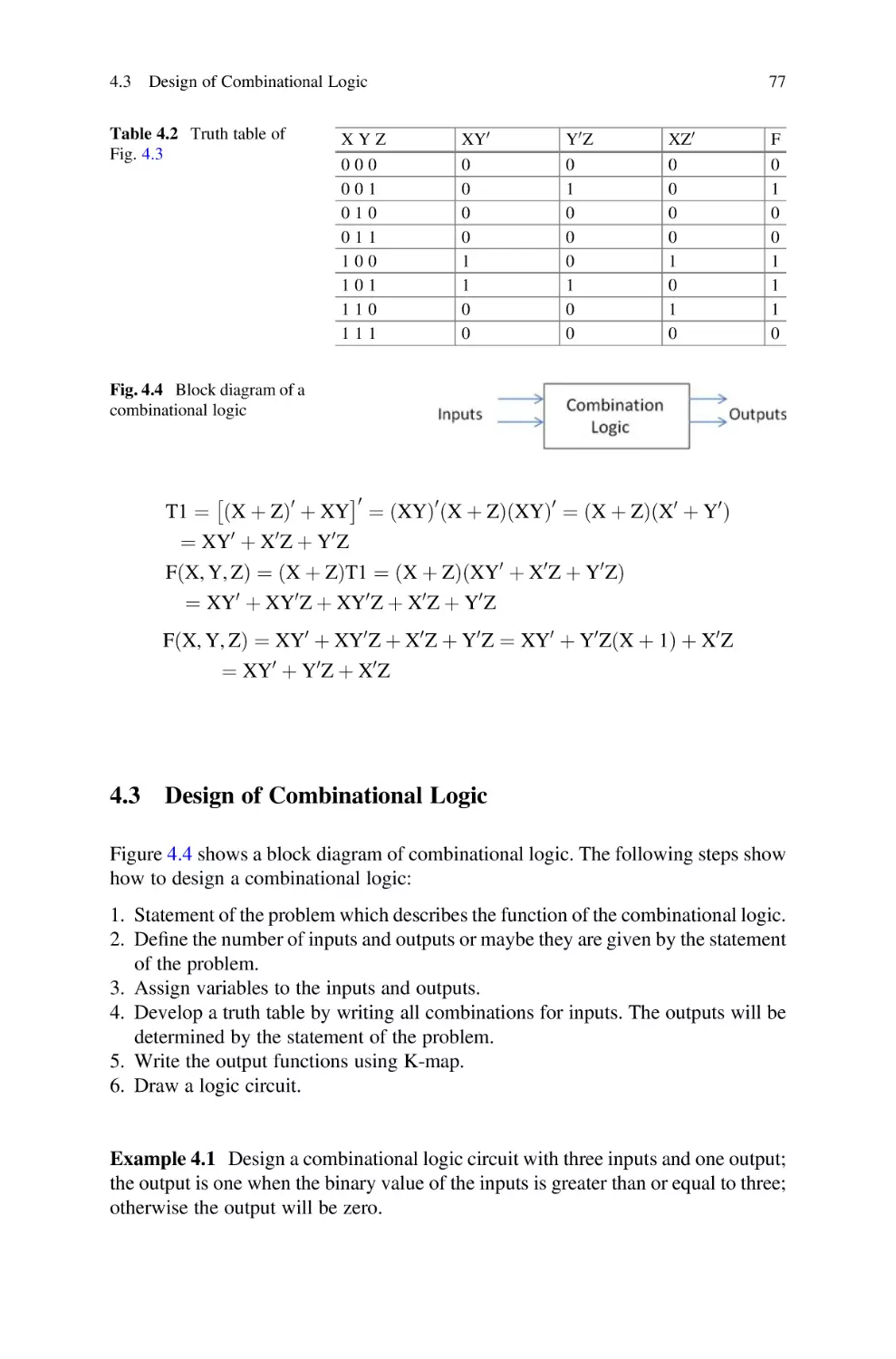 4.3 Design of Combinational Logic