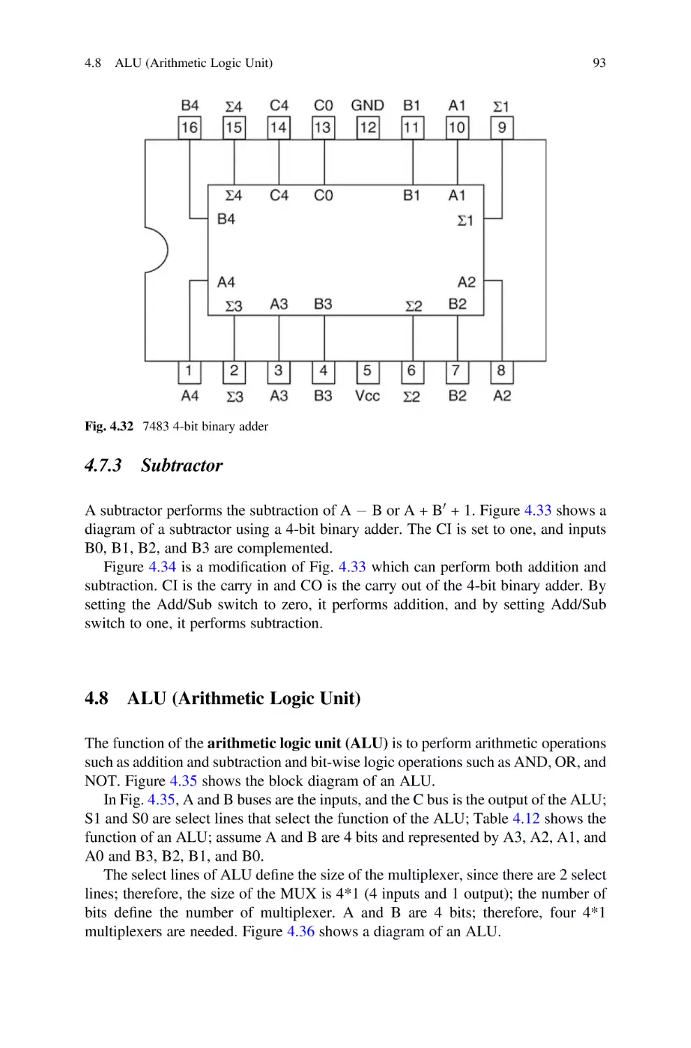 4.7.3 Subtractor
4.8 ALU (Arithmetic Logic Unit)