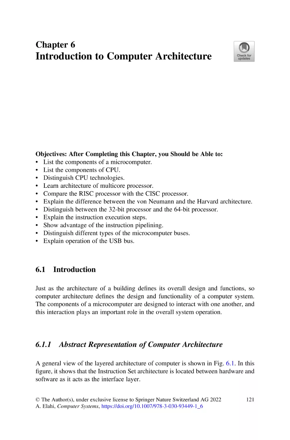 Chapter 6
6.1 Introduction
6.1.1 Abstract Representation of Computer Architecture