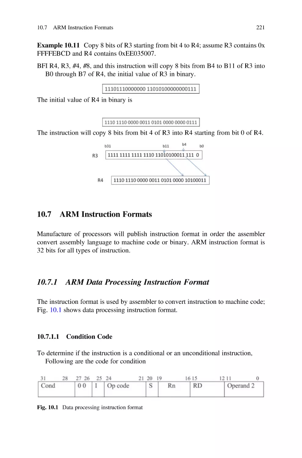 10.7 ARM Instruction Formats
10.7.1 ARM Data Processing Instruction Format
10.7.1.1 Condition Code