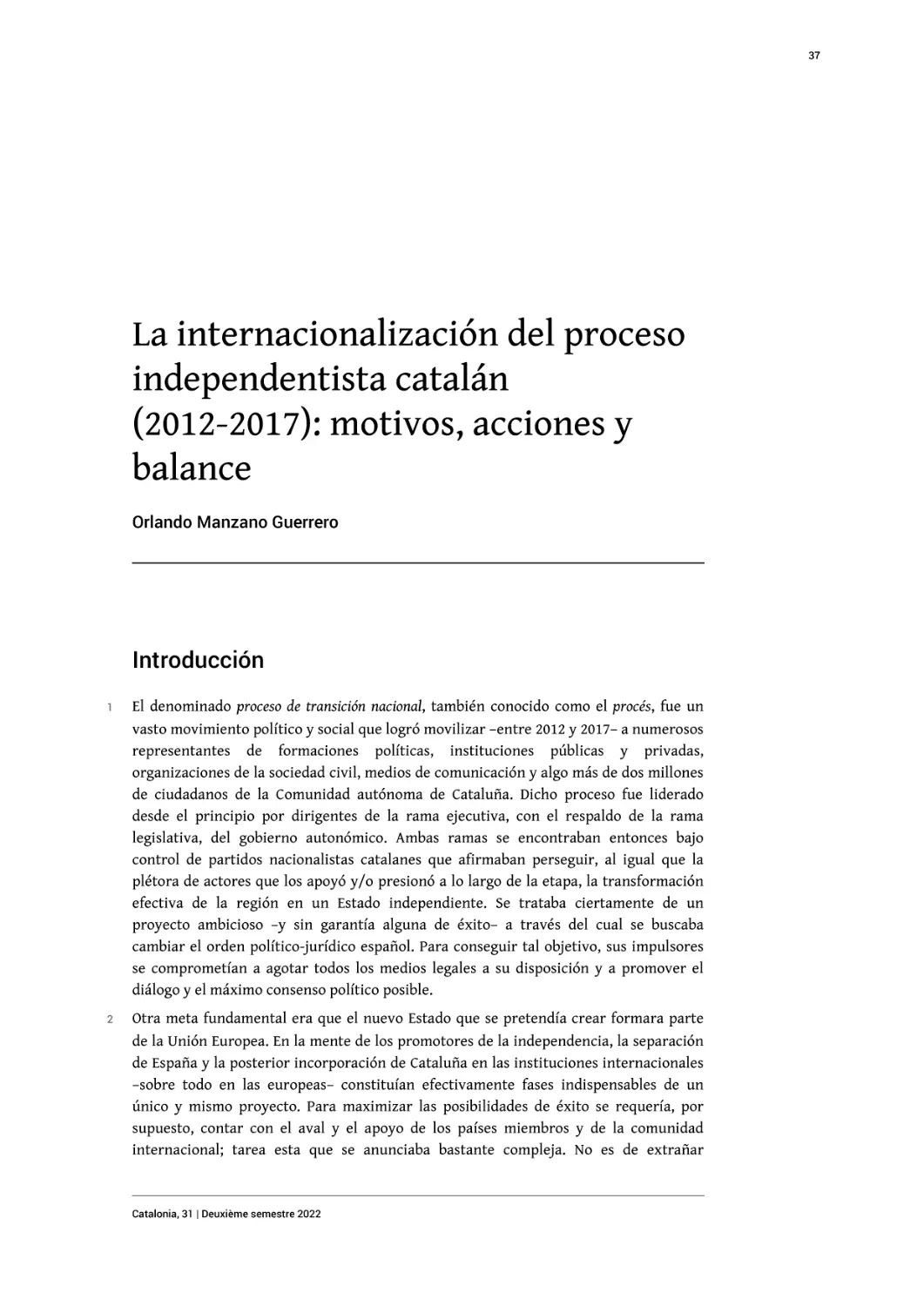 La internacionalización del proceso independentista catalán (2012-2017)