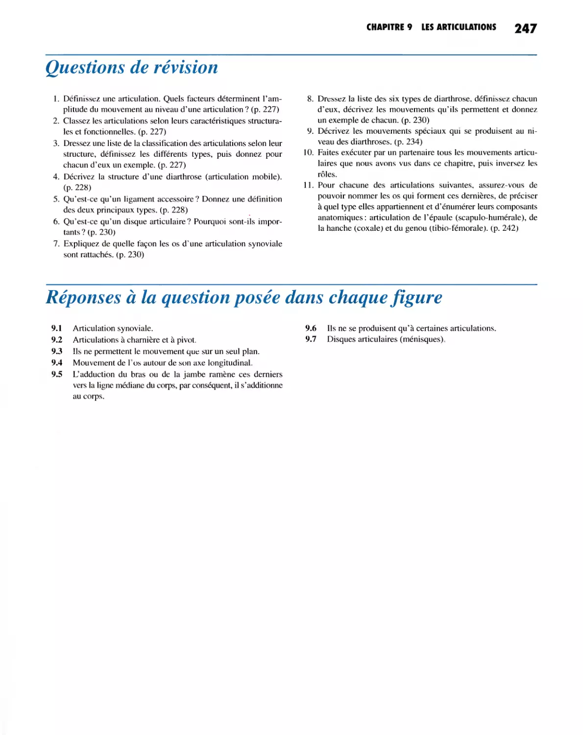 QUESTIONS DE RÉVISION
RÉPONSES À LA QUESTION POSÉE DANS CHAQUE FIGURE