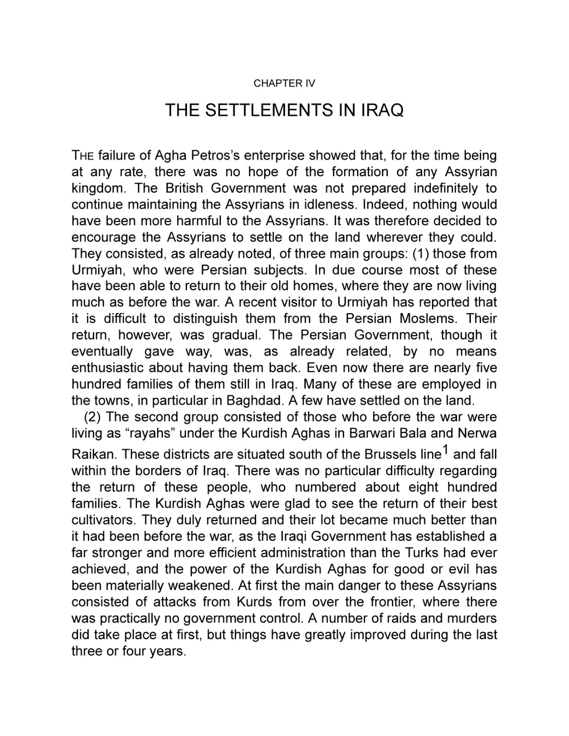 IV The Settlements in Iraq