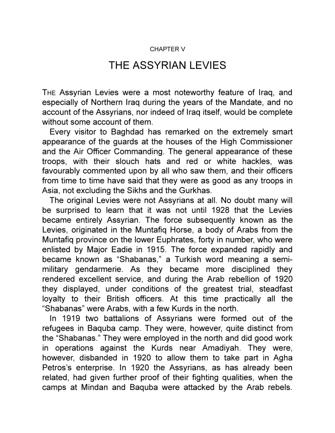 V The Assyrian Levies