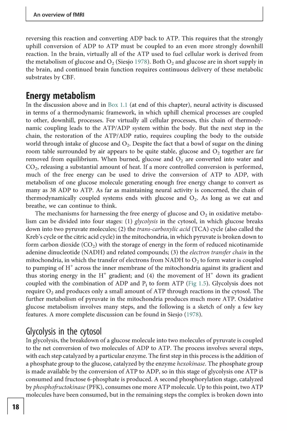 Energy metabolism
Glycolysis in the cytosol