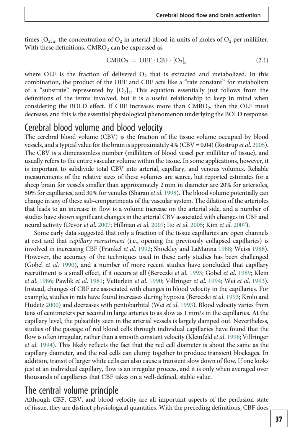 Cerebral blood volume and blood velocity
The central volume principle