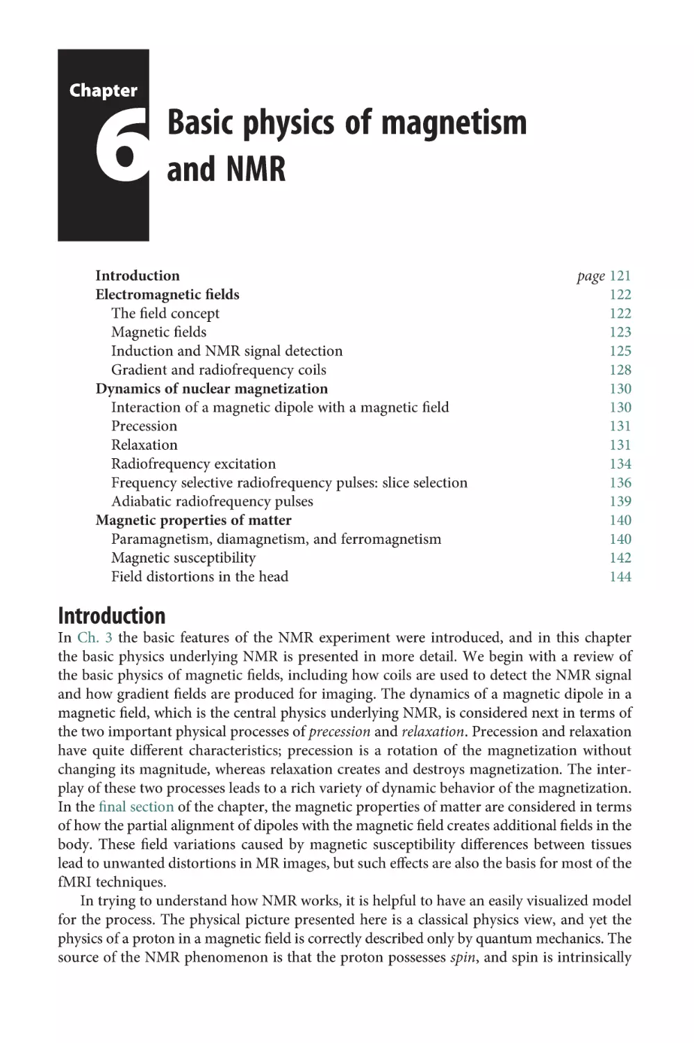 Chapter 6 Basic physics of magnetism and NMR
Introduction