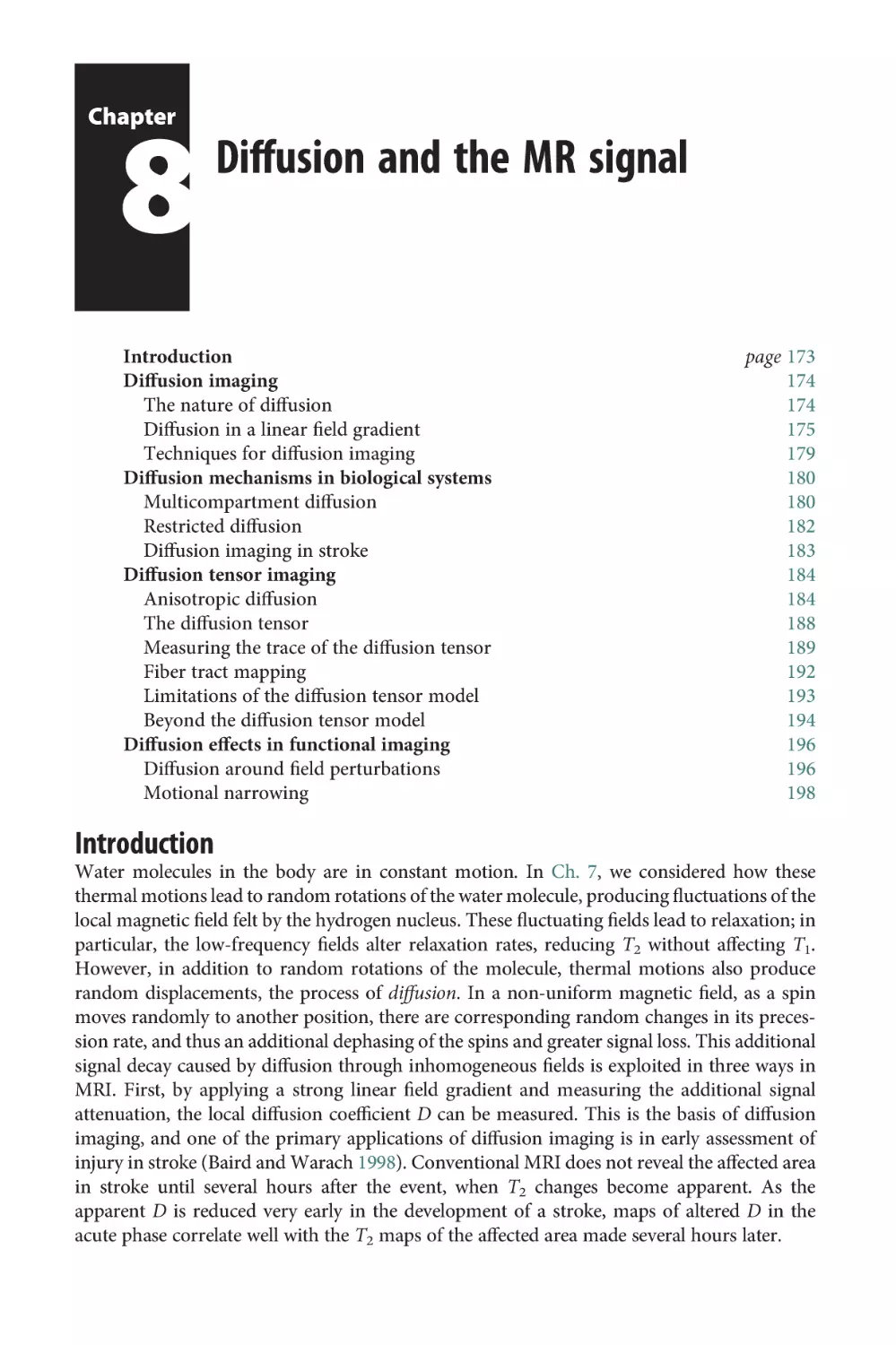 Chapter 8 Diffusion and the MR signal
Introduction