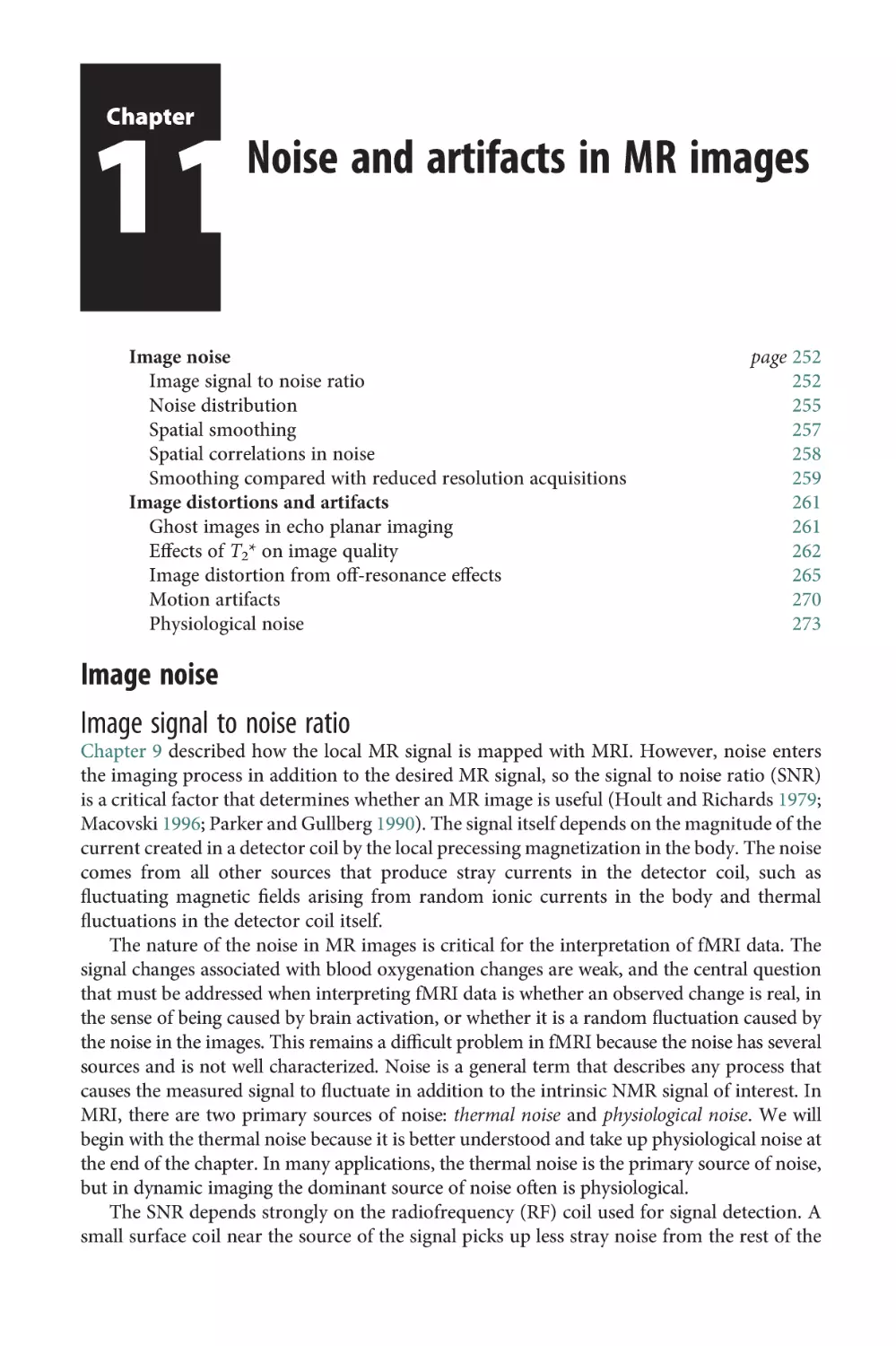 Chapter 11 Noise and artifacts in MR images
Image noise
Image signal to noise ratio