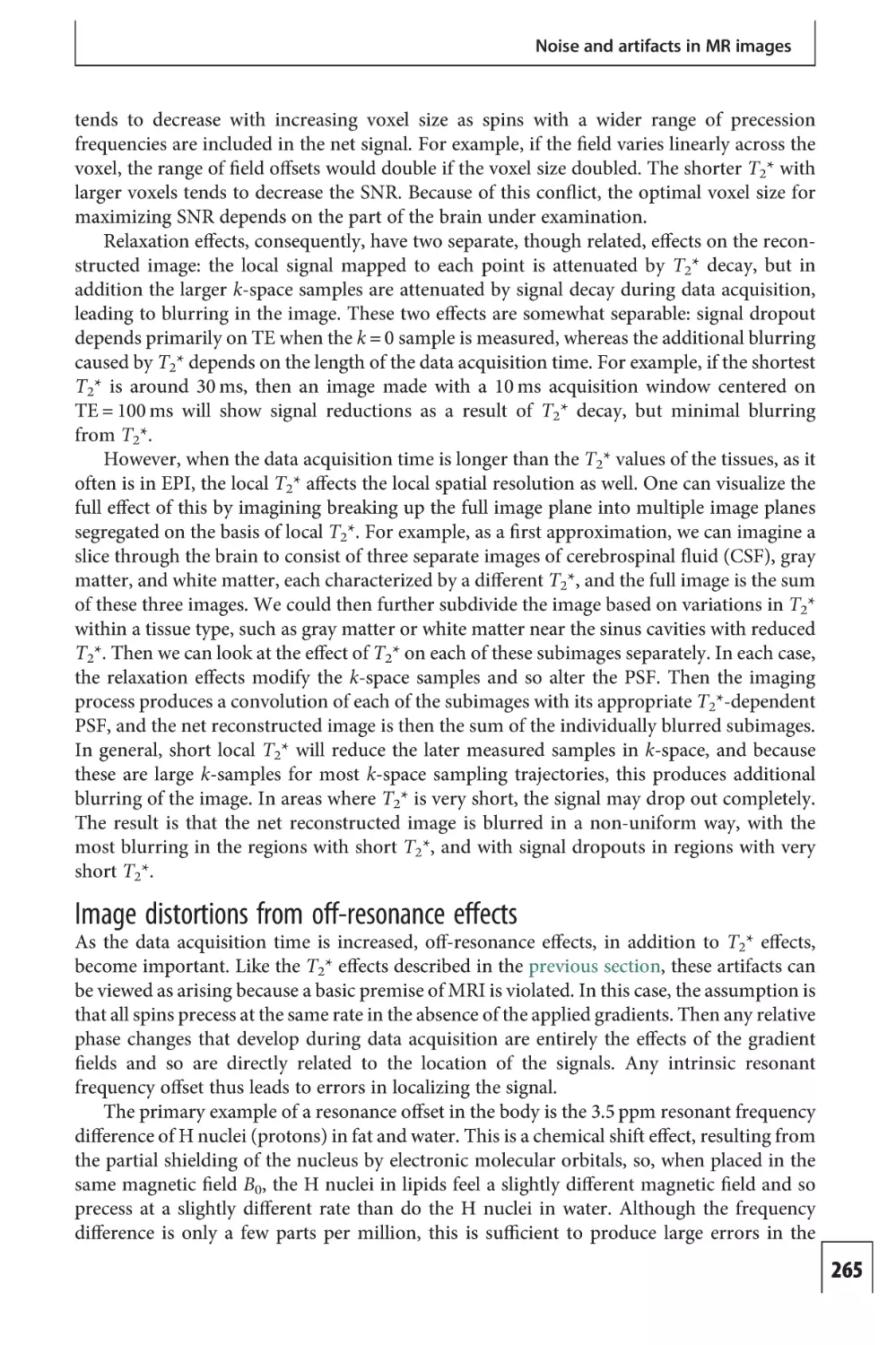 Image distortions from off-resonance effects